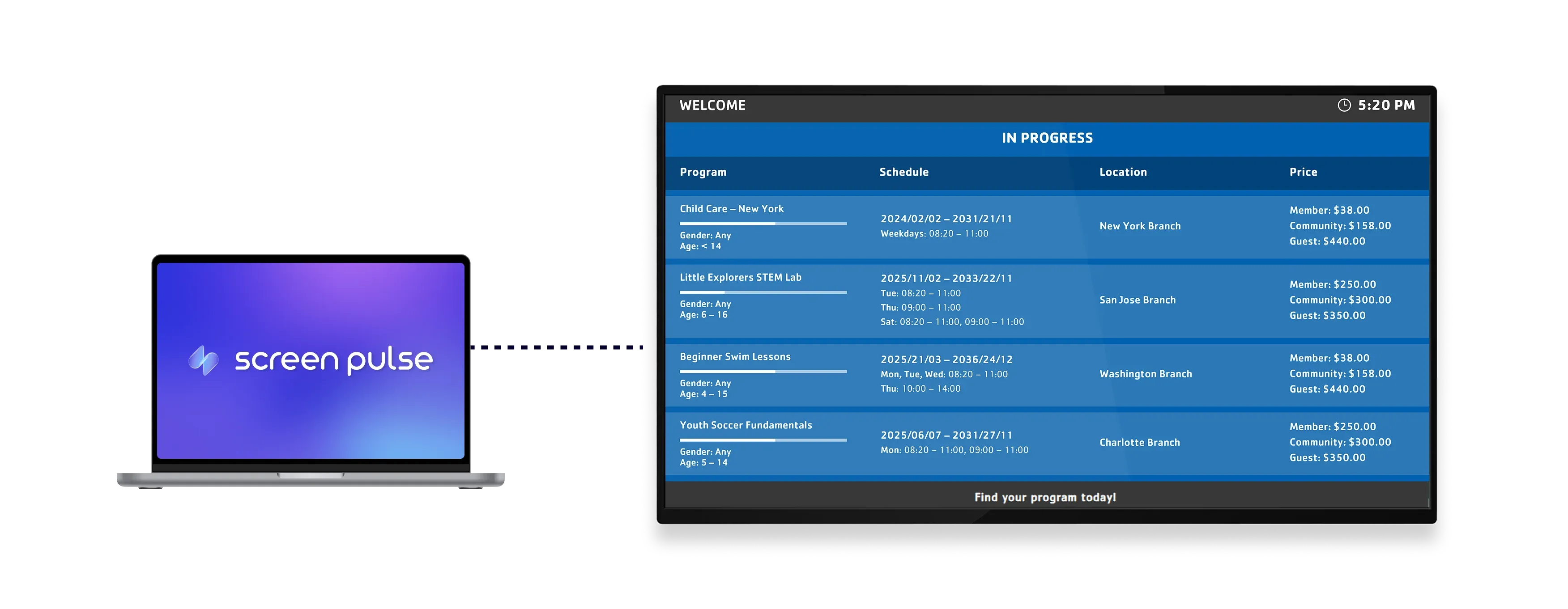 Programs Schedule – Daxko app