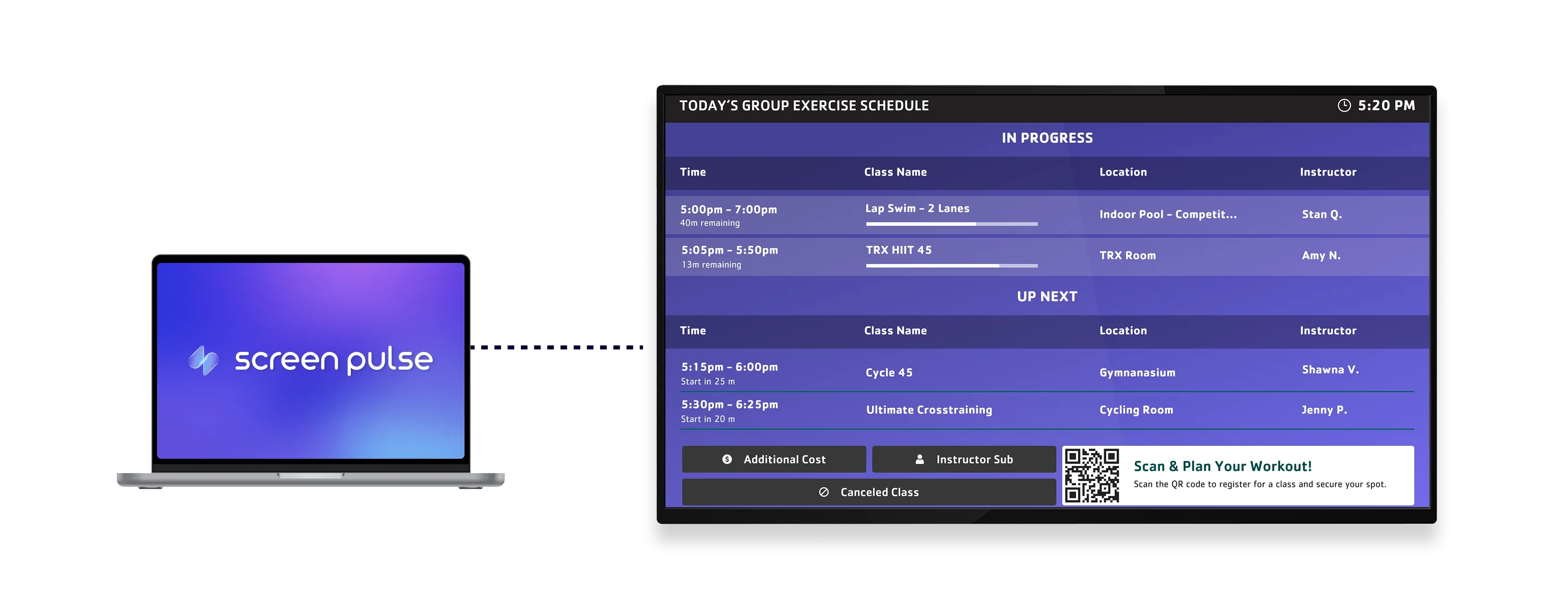 Today’s Schedule – Mindbody app