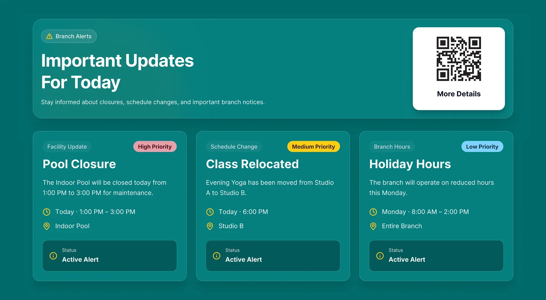 Important updates and announcements screen